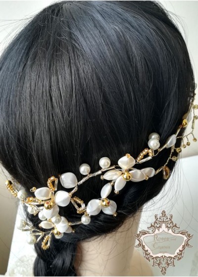 Диадема украса за коса за булка - Gardenia Gold by Rosie